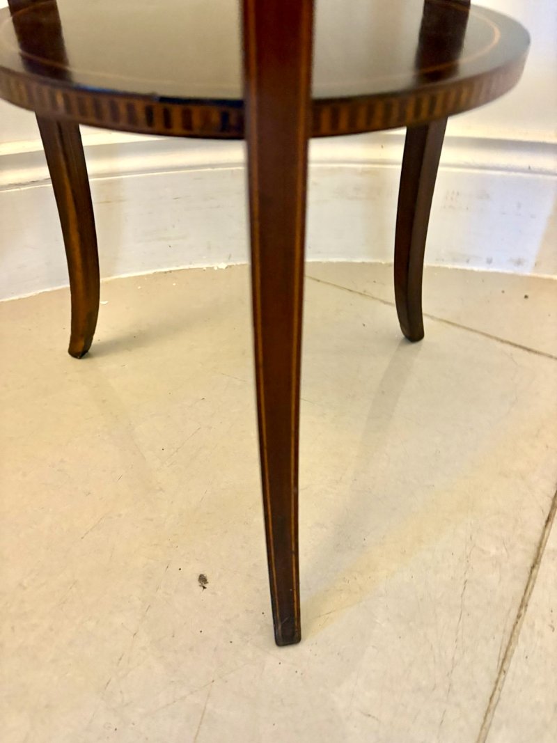 Antique Edwardian Mahogany & Satinwood Inlaid Jardinière Stand